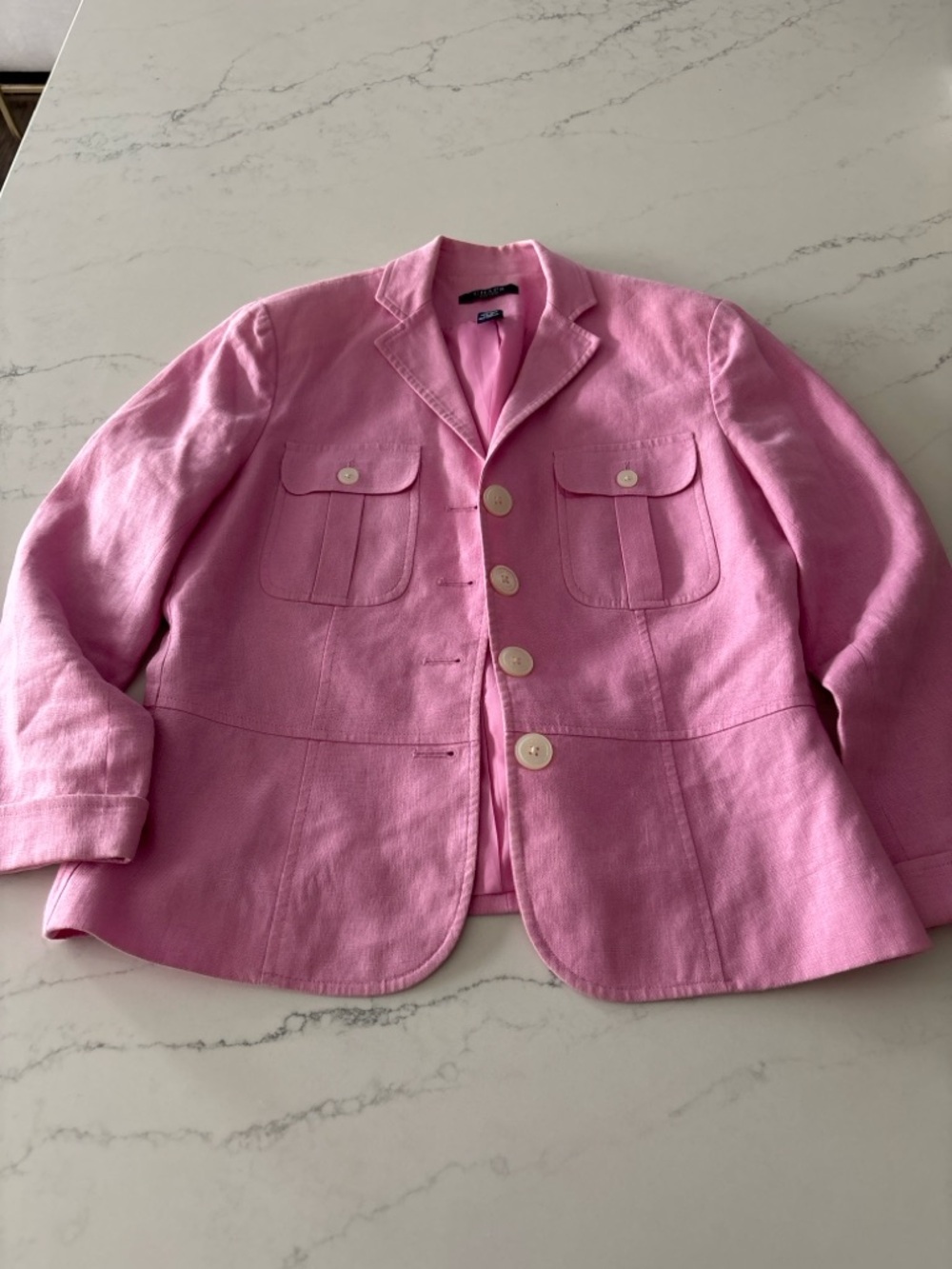 Chaps Pink Tailored Button-Front Blazer - Picture 2 of 8